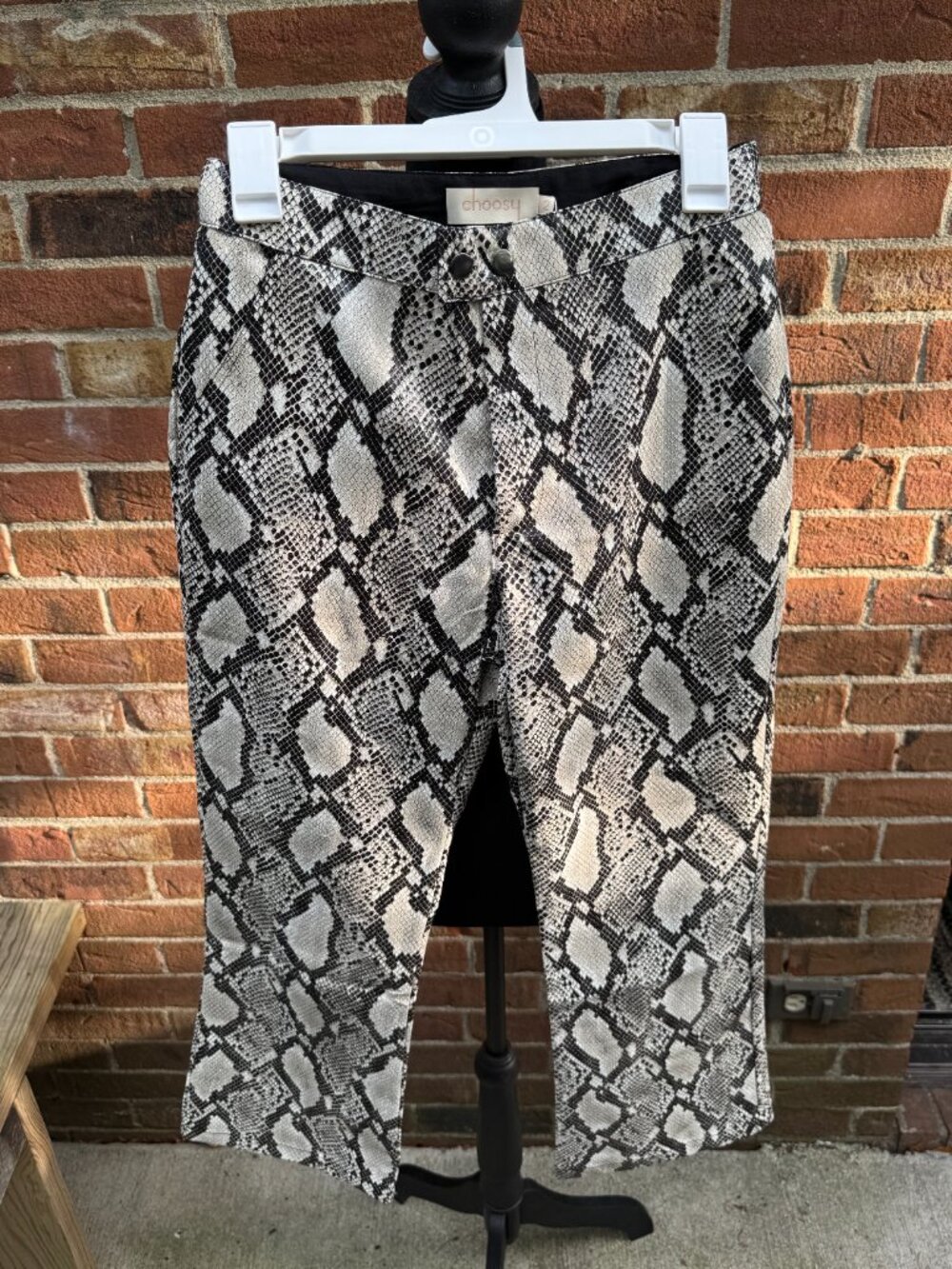 Choosy Snake Print Cropped Flare Pants Size 2 NWT Animal Print Trousers